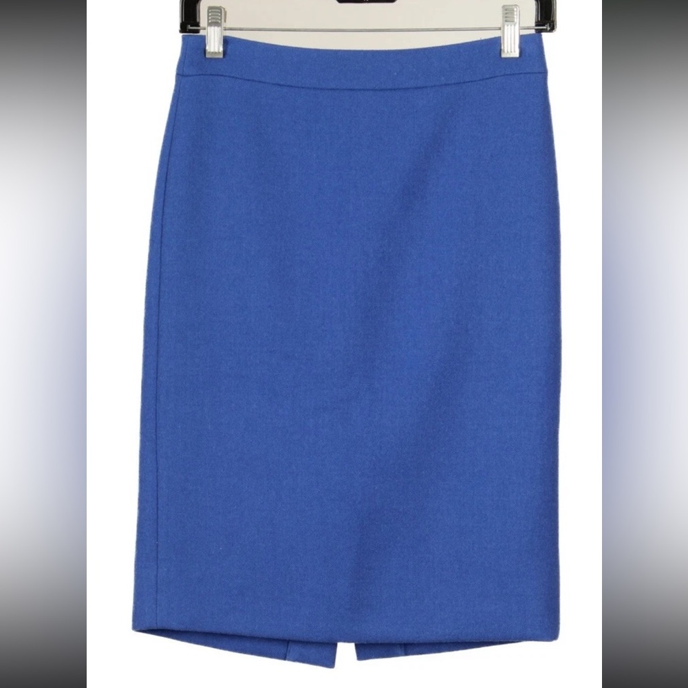 J. Crew Women’s Skirt 00 Blue No. 2 Pencil Lined 100% Wool RN77388